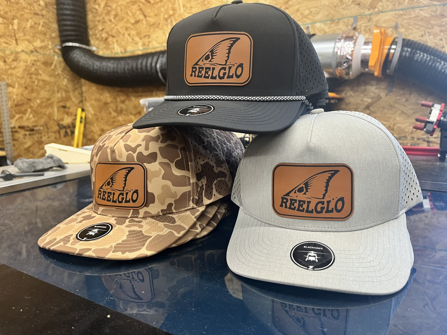 Reel Glo Leather Patch Hats